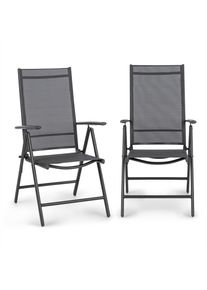 Blumfeldt Almeria Garden Chair, skládací židle, sada 2 kusů, 56,5 x 107 x 68 cm, Comfortmesh, antracitová