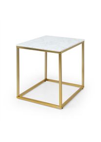 BESOA White Pearl I, konferenční stolek, 50 x 50 x 50 cm (Š x V x H), mramor, zlatý/bílý