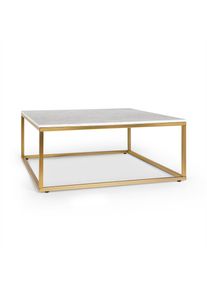BESOA White Pearl II, konferenční stolek, 81,5 x 35 x 81,5 (Š x V x H), mramor, zlatý/bílý
