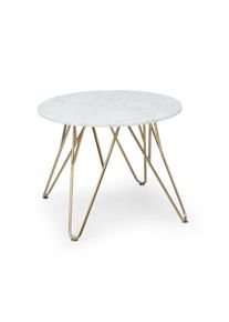 BESOA Round Pearl, konferenční stolek, 55x45 cm (Ø x V), mramor, zlatý/bílý