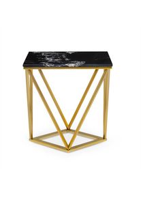BESOA Black Onyx II, konferenční stolek, 50 x 55 x 35 cm (Š x V x H), mramor, zlatý/černý
