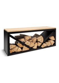 Blumfeldt Kindlewood L Black, stojan na dřevo, lavička, 104 × 40 × 35 cm, bambus, zinek