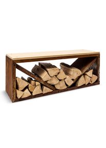 Blumfeldt Kindlewood L Rust, stojan na dřevo, lavička, 104 × 40 × 35 cm, bambus, zinek