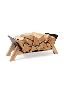 Blumfeldt Langdon Wood Black, stojan na dřevo, 68 × 38 × 34 cm, železo a dřevo