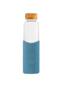Skleněná láhev s rukávem, 550 ml, Neon Kactus, modrá