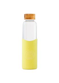 Skleněná láhev s rukávem, 550ml, Neon Kactus, žlutá