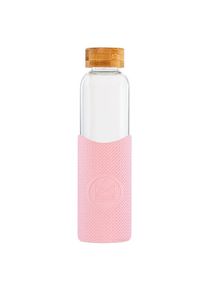 Skleněná láhev s rukávem, 550 ml, Neon Kactus, růžová