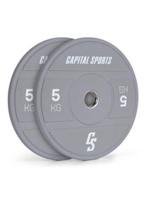 Capital Sports Nipton 2021, kotouč na činku, bumper kotouč, 2 × 5 kg, Ø 50,4 mm, tvrdá guma