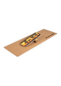 BoarderKING Indoorboard Classic, balanční deska, podložka, válec, dřevo/korek, červená