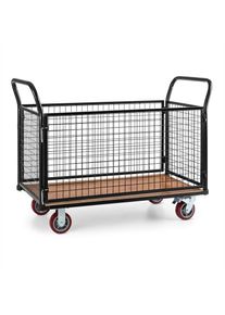 Waldbeck Loadster, mřížkový vozík, pojízdný, skladový vozík, max. 500 kg, dřevěný spodek, černý