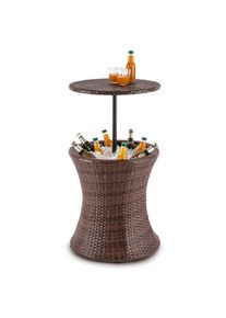 Blumfeldt Beerboy, zahradní stůl, chladič nápojů, Ø 50 cm, polyratan, dvoubarevný hnědý