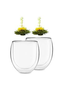 Feelino Ice, dvoustěnná sklenice, 2 x 320 ml, borosilikátové sklo, s čajovými květy