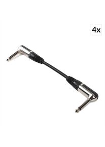 FRONTSTAGE patch kabel, sada čtyř kabelů, 6,35 mm jack, 15 cm, zahnut&eacute; konektory