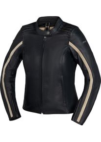 iXS Stripe, leather jacket women , color: Black/Beige , size: 44