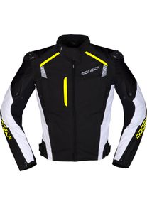 Modeka Lineos, textile jacket , color: Black/White/Neon-Yellow , size: XS