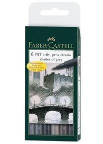 Faber-Castell Popisovače Faber-Castell - Pitt Artist Brush - odstíny šedé - 6 ks - 0074/1671040