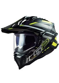 LS2 MX701 Explorer Carbon Edge, adventure helmet , color: Black/Neon-Yellow/Grey , size: 3XL