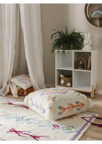 Lytte Ručně vyrobený vlněný puf Malika Vícebarevné 55x55x20 cm Multicolor Berber,Ikat