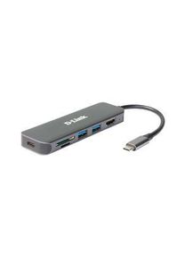 DLink D-Link Dokovací stanice, Zástrčka USB-C, Napájení ze sběrnice, 60W, Porty celkem 6 - DUB-2327