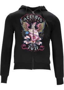 Acerbis SP Club, zip hoodie , color: Black/Pink/Light Blue , size: XS