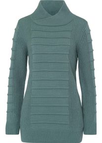 Damske Dlouh&yacute; svetr s kombinac&iacute; pleten&yacute;ch vzorů nefritov&aacute; ,velikost 46