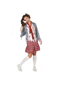Chica Zombie de Escuela - Disfraz para Mujer - 40/42 - Gris/Rojo