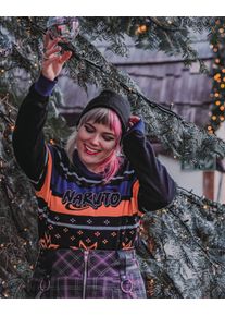 Naruto - Suéter de punto con símbolo de Konoha - M - Negro/Naranja