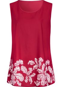 Damske Halenkov&yacute; top roz&scaron;&iacute;řen&eacute;ho střihu červen&aacute;-b&iacute;l&aacute;-potisk ,velikost 54