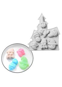 Horror House Figuren Silikonform für Eiswürfel und zum Backen 7-fach