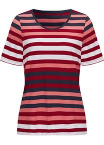 Damske Tričko s krátkým rukávem a vzorem z barvené příze červená-námořnická modrá-proužek ,velikost 52
