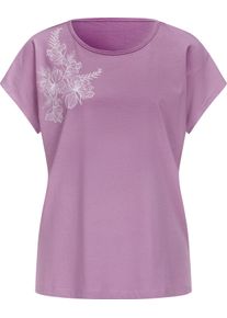 Damske Tričko s kulat&yacute;m v&yacute;střihem s půvabn&yacute;m květinov&yacute;m potiskem orchideov&aacute;-ecru ,velikost 56