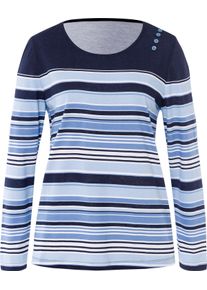 Damske Tričko s dlouhým rukávem a ozdobnými knoflíky námořnická modrá-střední modrá-proužek ,velikost 56