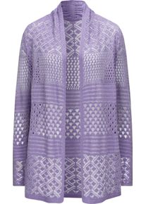 Damske Ažurov&yacute; pleten&yacute; kab&aacute;tek dlouh&eacute;ho, otevřen&eacute;ho střihu citronov&aacute; ,velikost 44