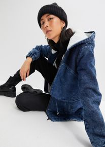 Dž&iacute;nov&aacute; parka s medv&iacute;dkov&yacute;m fl&iacute;sem | Modr&aacute; | Vel. 38 | bonprix