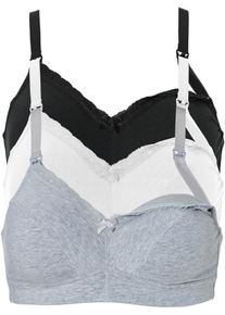 Kojic&iacute; podprsenka bez kostic s organickou bavlnou (3ks v balen&iacute;) | Čern&aacute; | Vel. 85C | bonprix