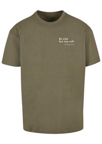Merchcode Muži Tričko 'Happines' olivová / bílá XXXL