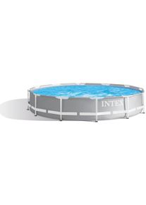 Intex Prism Frame Pool Komplett-Set, rund, inkl. Filterpumpe, hellgrau, 610x132cm