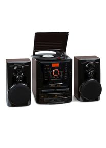 Auna 388 Franklin DAB+, stereo systém, gramofon, přehrávač na 3 CD, BT, přehrávač na kazety, AUX, USB port