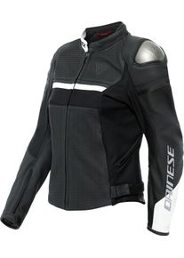 Dainese Rapida, leather jacket perforated women , color: Matt-Black/Matt-Black/White , size: 44