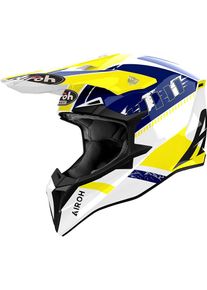 Airoh Wraaap Feel, motocross helmet , color: Blue/White/Neon-Yellow , size: L