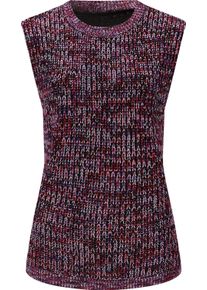Damske Svetr bez ruk&aacute;vů s pleten&yacute;m vzorem, melanžov&aacute; př&iacute;ze lila-jahodov&aacute;-mel&iacute;r ,velikost 38