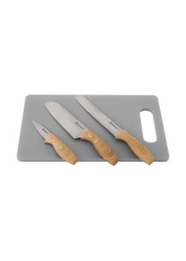 Outwell Caldas Messerset mit Schneidebrett, 4-teilig, grau