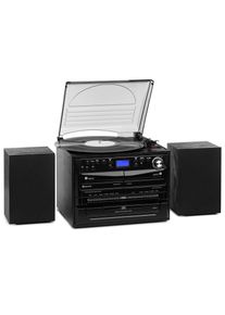 Auna 388-DAB +, stereo systém, 20 W max., desky, CD, kazety, BT, FM / DAB +, USB, černý