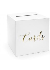 partydeco Box na p��n� se zlat�m n�pisem Cards 24 x 24 x 24 cm