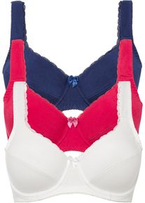 Podprsenka s kosticemi a s měkkou organickou bavlnou (3 ks v balen&iacute;) | Fialov&aacute; | Vel. 95B | bonprix