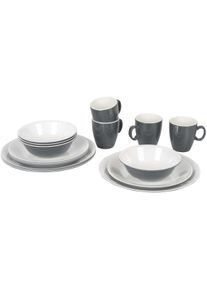 Bo-Camp Geschirrset, 16-teilig, Melamin, grau