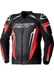 RST TracTech Evo 5, leather jacket perforated , color: Black/Red , size: S