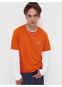 Tommy Jeans pánské oranžové tričko