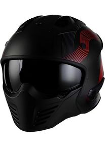 Vito Bruzano Stripe, modular helmet , color: Matt Black/Red , size: XL