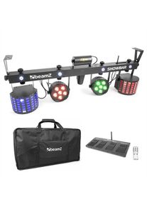 Beamz Showbar 2X PAR 2X BUTTERFLY R / G-LASERvčetně ped&aacute;lov&eacute;hosp&iacute;nače a d&aacute;lkov&eacute;ho ovl&aacute;d&aacute;n&iacute;